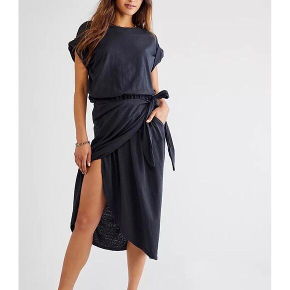 Free People Leila Midi Dress - L - Black - Picture 1 of 2